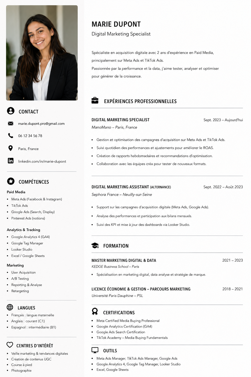 CV après — généré par l'IA cvrush